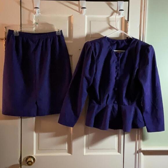 Bee Barlin Vintage purple 2 piece skirt suit Sz 11/12 - Picture 8 of 8